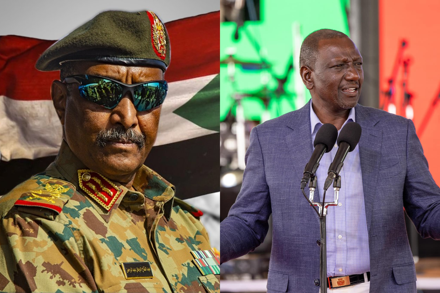 Photocollage of General Abdel Fattah al-Burhan and President William Ruto.